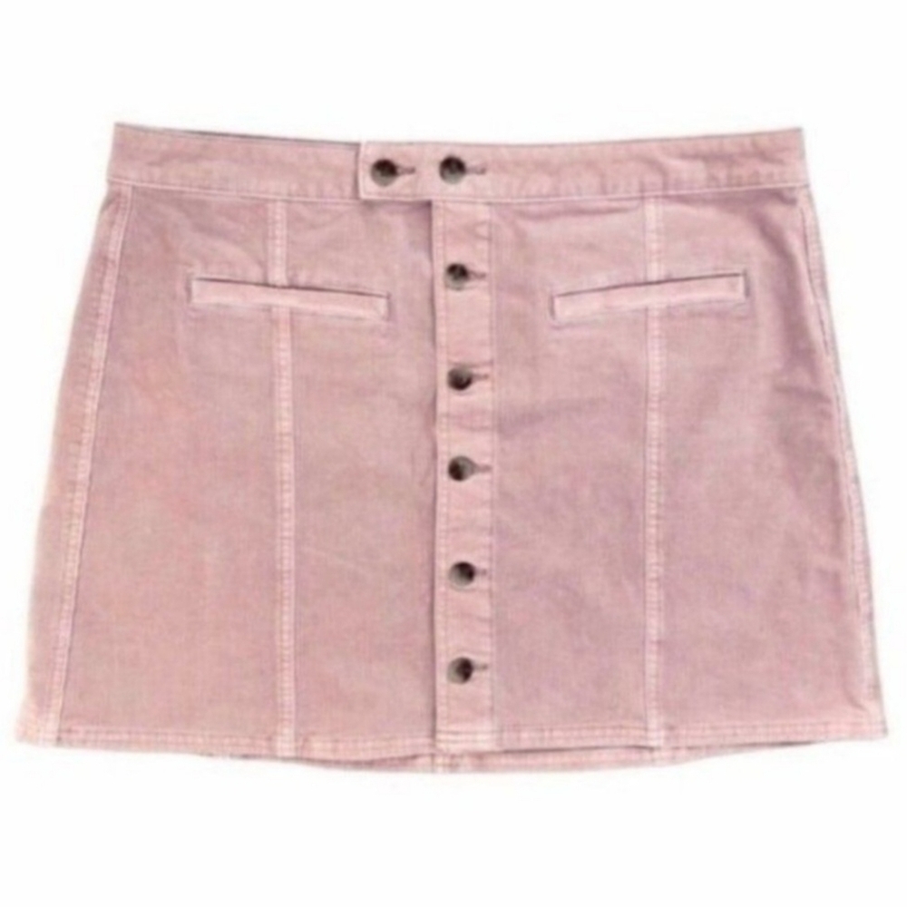 American Eagle Hi-Rise A-Line Corduroy Buttin Front Skirt Blush Pink Women's 6